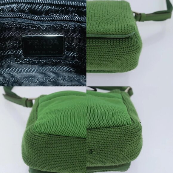 PRADA Shoulder Bag Knitted Fabrics Green Silver Auth 93808 - Picture 16 of 16